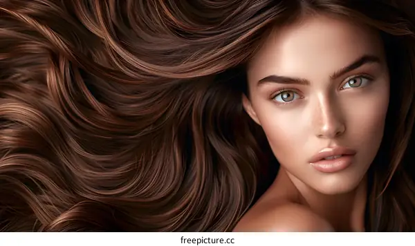 portrait of a beautiful woman with long brown hair