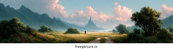 A Fantasy Landscape with a Majestic Castle