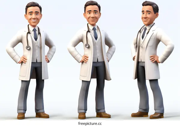 3D illustration of a male doctor with a stethoscope