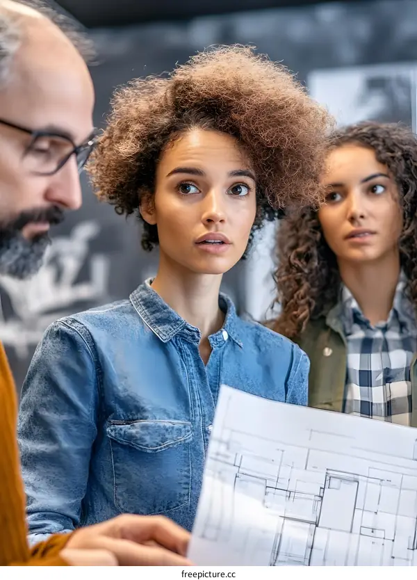 Group of Diverse People Discussing Architectural Plan