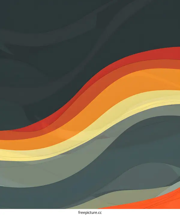 Abstract Background with Wavy Lines and Orange, Yellow and Red Colors