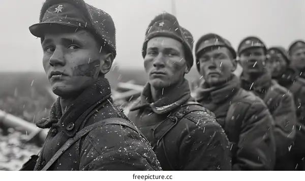 soviet soldiers in winter uniform during world war ii