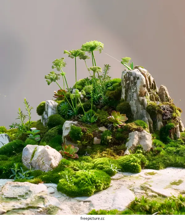 Green Moss and Rock Miniature Landscape