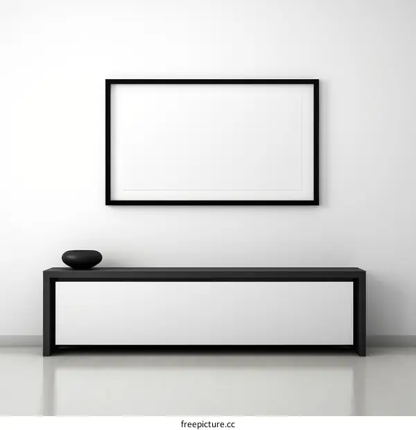 Black and white interior with a blank picture frame