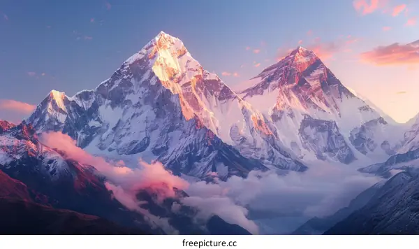 Mount Everest at Sunset in the Himalayas