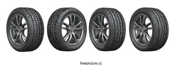 [Transparent Background PNG]Automobile Tires with Alloy Wheels