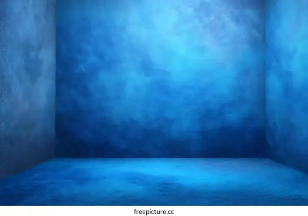 Blue Painted Corner Room Interior Scene