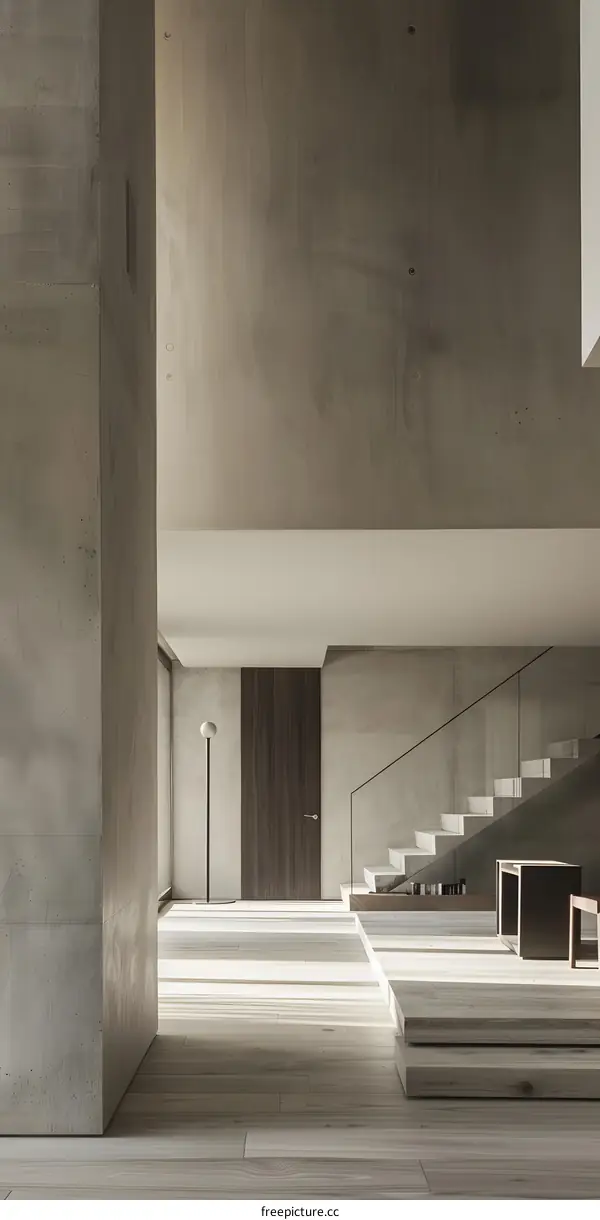 Modern Interior Design with Concrete Walls and Wooden Floor