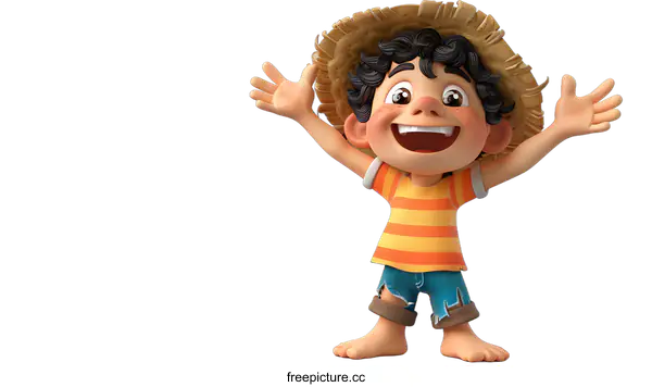 [Transparent Background PNG]3D rendering of a happy cartoon boy