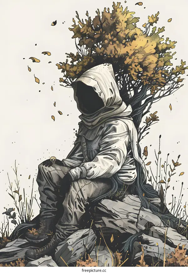 Lone Figure in a Mystical Forest