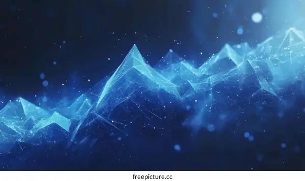 Abstract Blue Digital Mountain Landscape