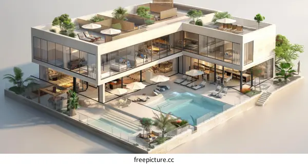 Modern house exterior and interior design