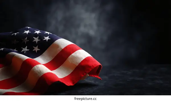 American Flag on Dark Background