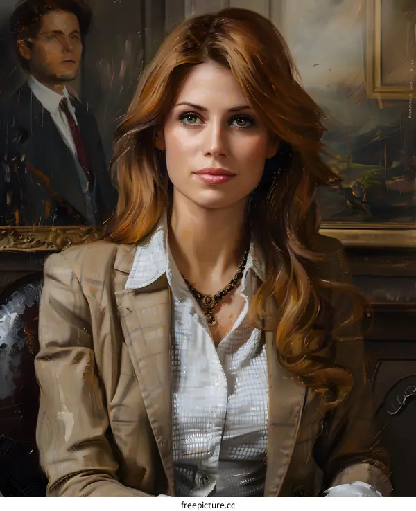 Portrait of a beautiful young woman in a suit
