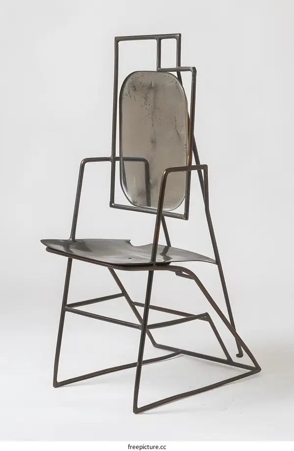 Modern Metal Chair with Mirror Backrest