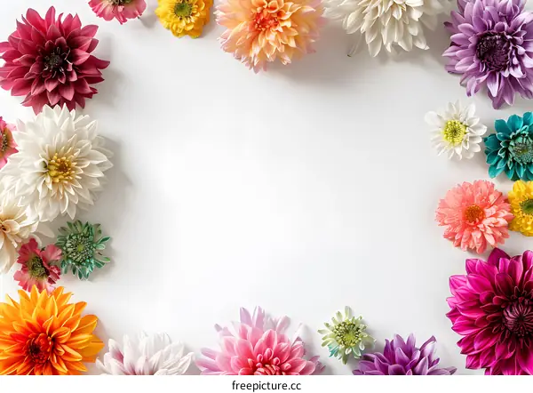 Colorful Flower Frame on White Background
