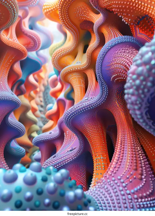 Colorful 3D Rendering of Abstract Coral Reef