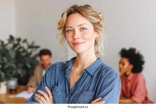 Confident Woman in a Casual Office Setting