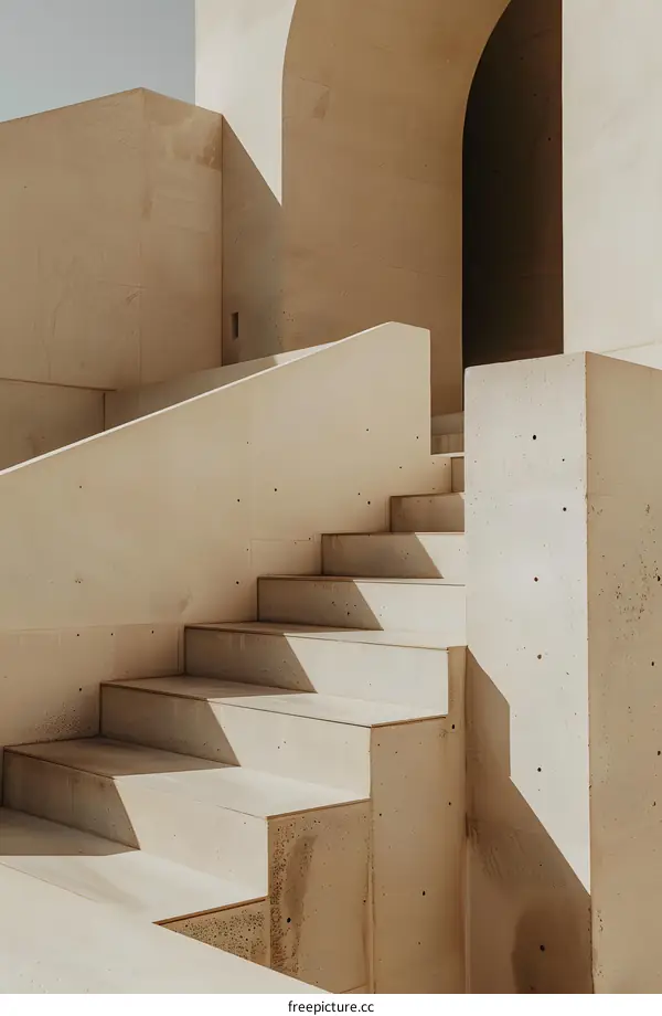 Concrete Steps Leading Up To A Modern Archway
