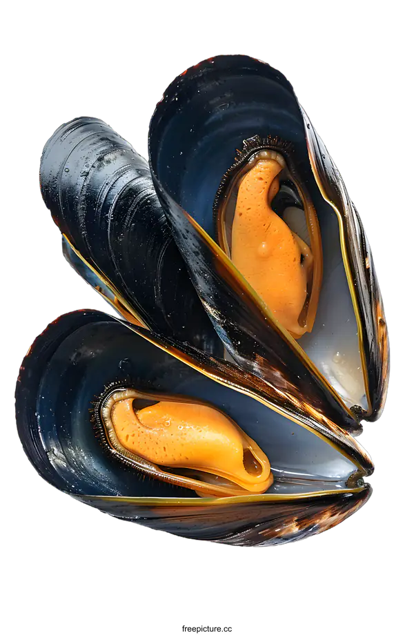 [Transparent Background PNG]Three opened mussels