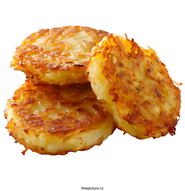 [Transparent Background PNG]three potato pancakes isolated on white background