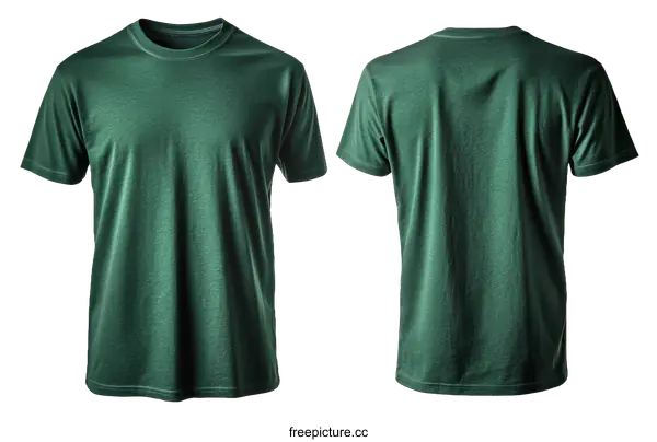 [Transparent Background PNG]Blank Dark Green T-Shirt Mockup Front and Back