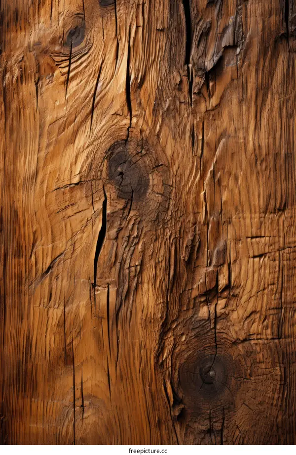 Weathered Wooden Texture with Cracks and Knots