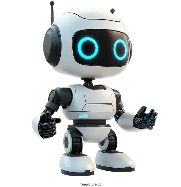 [Transparent Background PNG]Cute Robot Illustration with Friendly Gesture