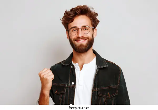 Happy Man in Stylish Denim Jacket
