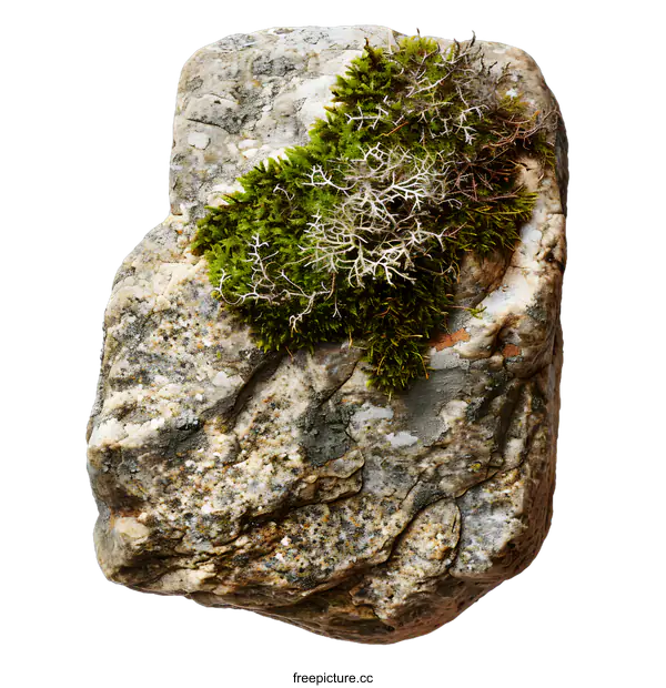 [Transparent Background PNG]Closeup of Green Moss Growing on a Rock