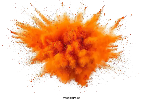 [Transparent Background PNG]Orange Powder Explosion Against White Background