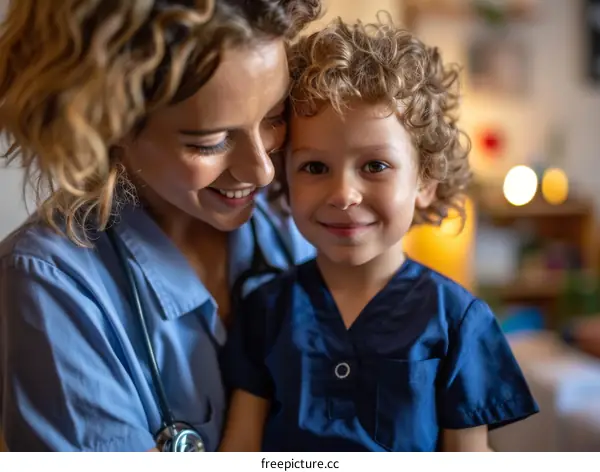 Pediatrician with young patient