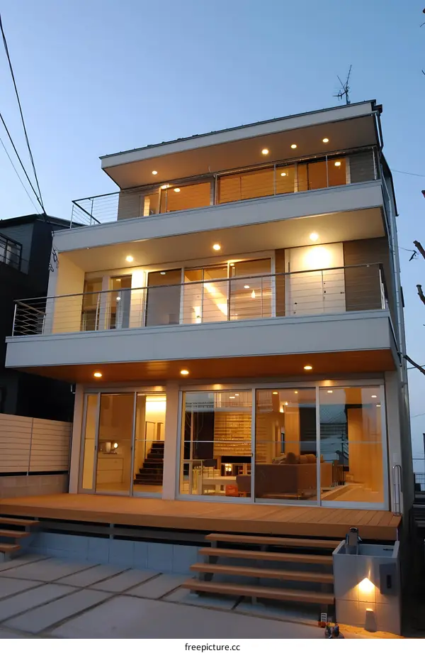 Modern House with Balcony and Deck