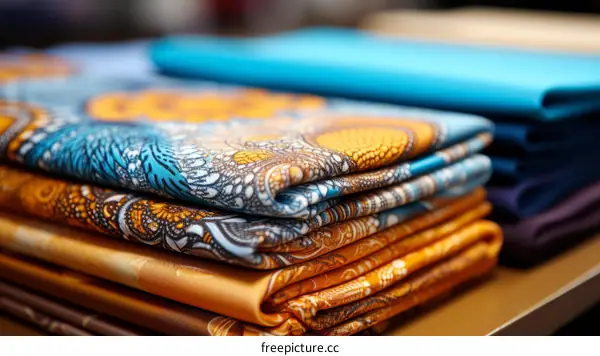 A vibrant display of traditional African fabrics