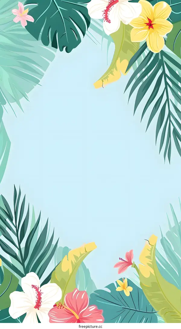 Tropical Floral Frame Border Background Illustration