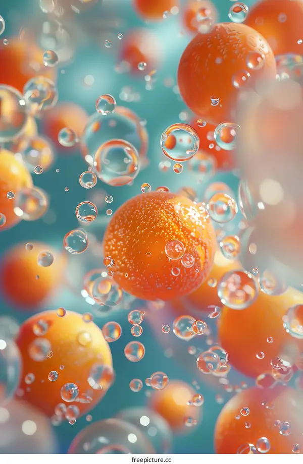 Abstract Colorful Bubbles and Fruit Illustration