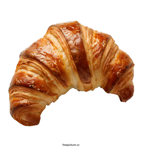 [Transparent Background PNG]Golden Brown Croissant on White
