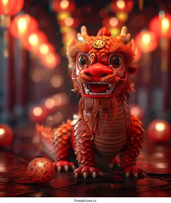 Cute Cartoon Dragon Mascot for Chinese New Year