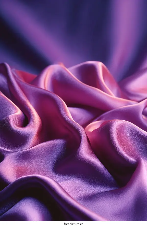 Close-up of Purple Satin Fabric Texture