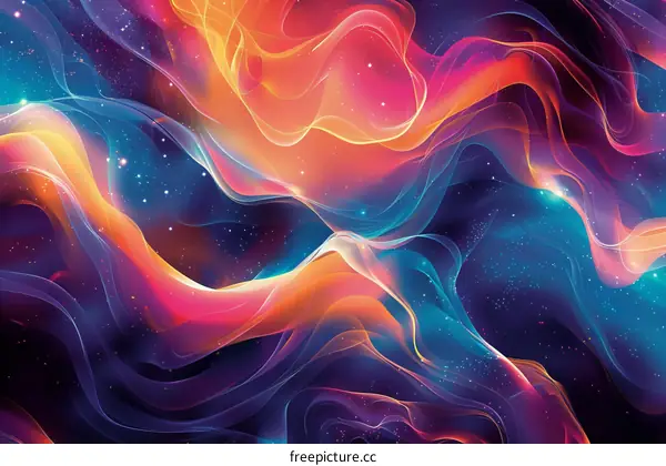 Abstract Cosmic Background with Bright Colors and Stars