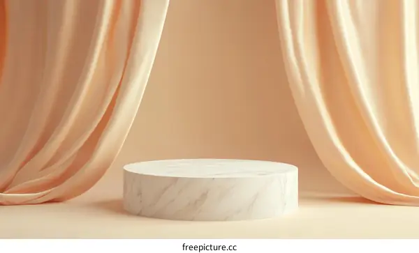 Elegant Beige Fabric and Marble Display Platform