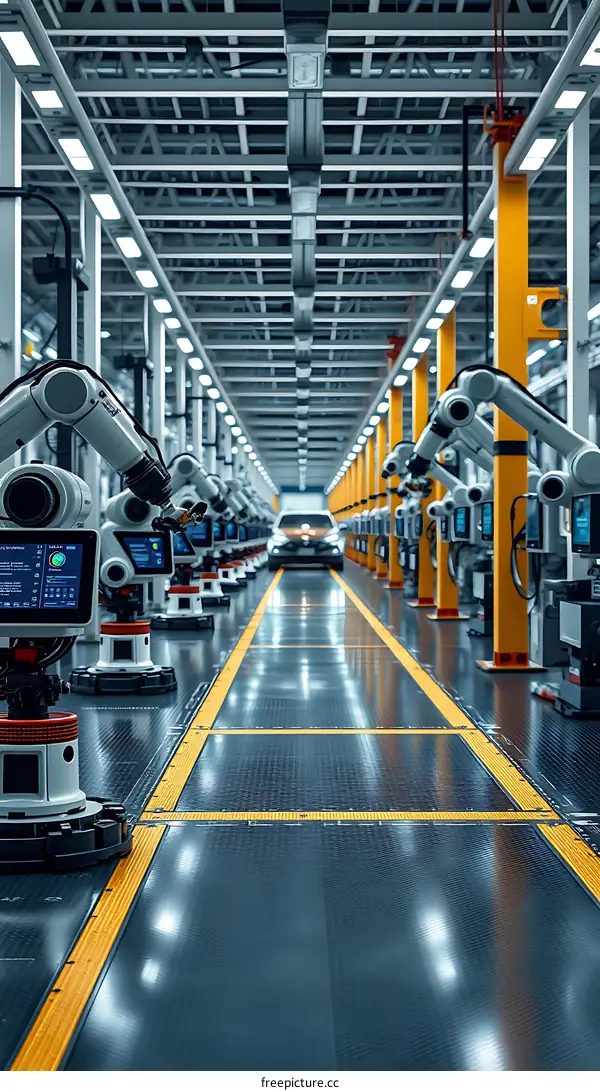 Automated Car Manufacturing Assembly Line with Robots