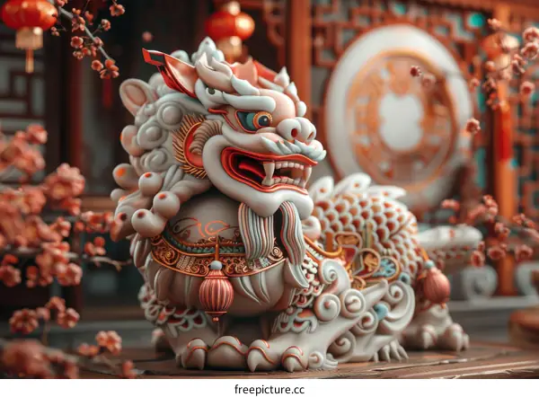 Lion Dance Celebrating the Chinese Spring Festival