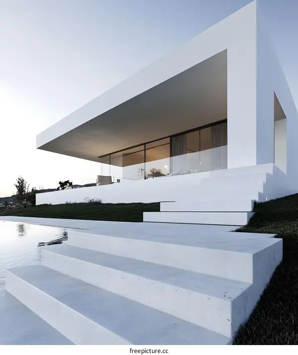 Modern Minimalist House with Pool and Stairs