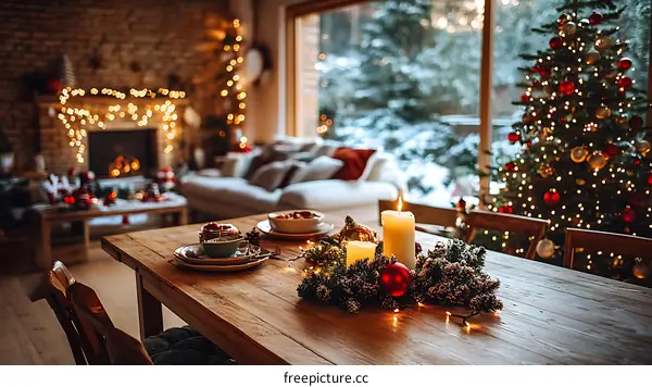 Christmas Cozy Living Room Dining Table Decor