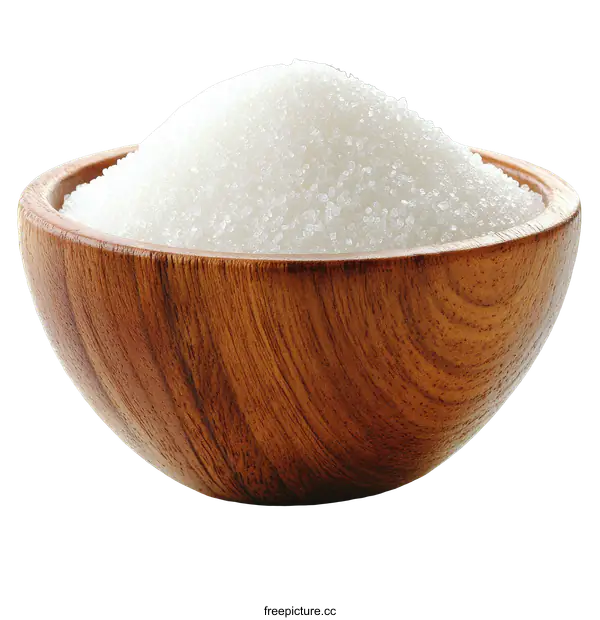 [Transparent Background PNG]Wooden Bowl Filled with Sugar Crystals