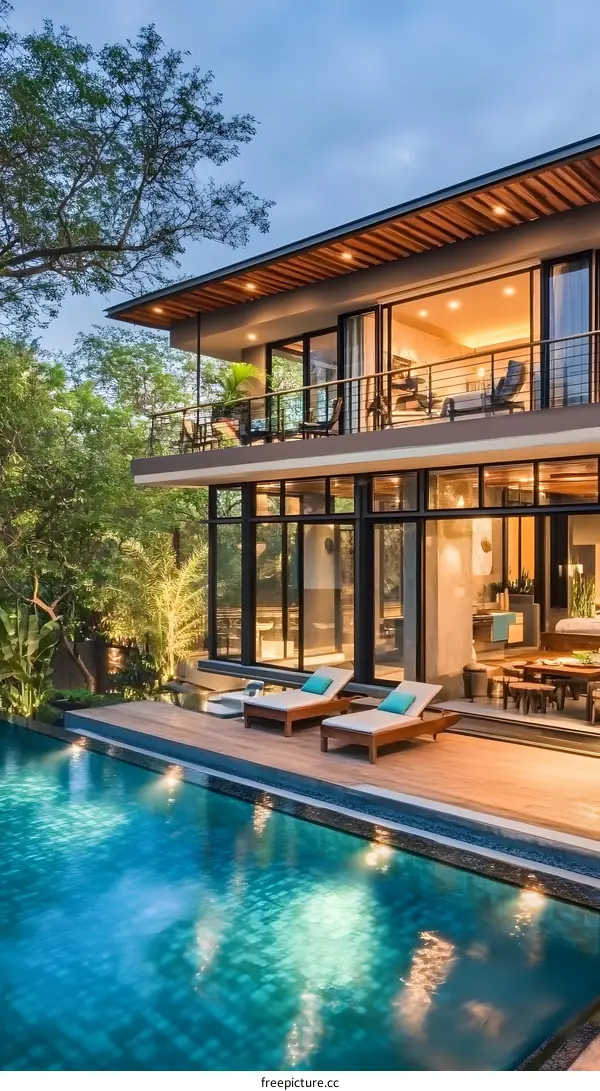 Modern Tropical Villa with Swimming Pool and Patio