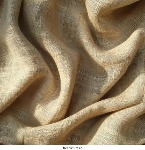 Close-up of beige linen fabric with square pattern