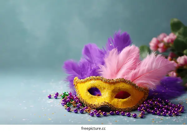 Carnival Mask with Feathers and Beads