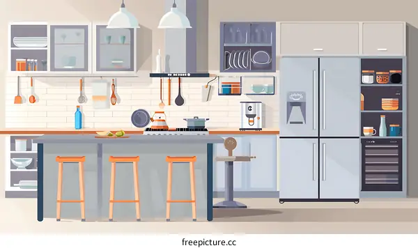 Modern Kitchen Interior Design with Stainless Steel Appliances